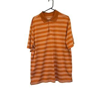 Nike Golf Tour Men's Dri-Fit 3-Button Striped Polo Shirt in XL Orange/White